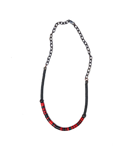 Vulcanite & Sterling Silver Chain Necklace