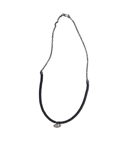 Vulcanite Chain Diamond Charm Necklace